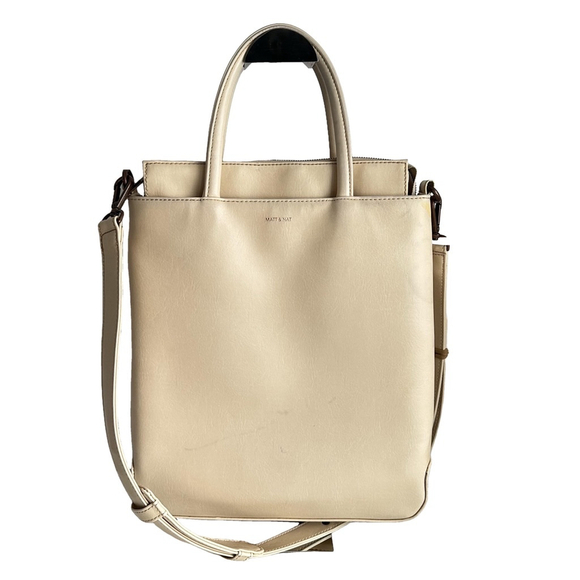 Matt & Nat Rio Vegan Tan Tote Laptop Crossbody Bag Top Handle Deep - Picture 1 of 17